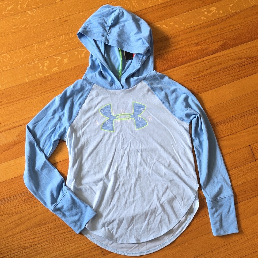 Under Armour Light Blue and White Long Sleeve Hoodie